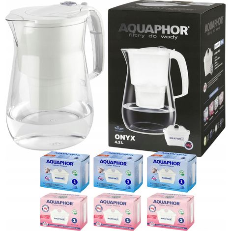 Aquaphor Onyx 4,2-Liter-Filterkanne (weiß) mit 3 Standard- und 3 Magnesiumfiltern (1/5)