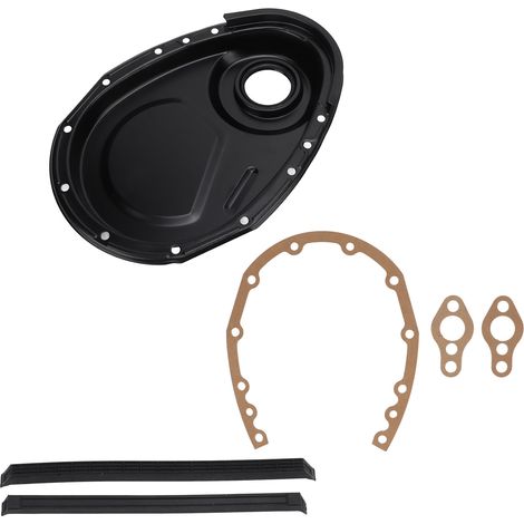 Kit de joint et boulons de couvercle de chaîne de distribution en métal pour moteurs SBC 283, 327, 305, 350, 383 et 400 (noir) (1/5)