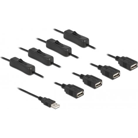 Delock Cable USB Tipo-A macho a 4 x USB Tipo-A hembra con interruptor 1 m