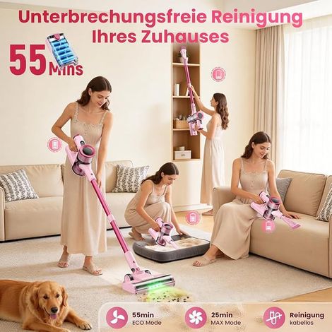 Aspirateur Balai sans Fil avec 45KPa 50Mins Aspirateur sans Fil sans Sac Rechargeable Batterie pour Tapis/Poils d'animaux/Sols Durs/Canapé/Voiture (1/4)