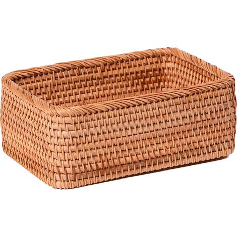 Panier En Osier - Panier De Rangement Et De Service Pour Fruits Et Pain - Ronde - Blanc Et Naturel - 1 Pièce (1/5)