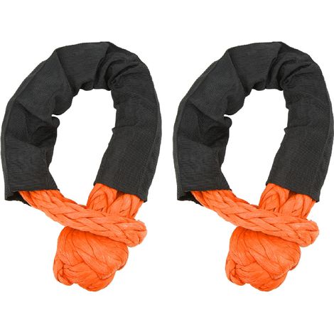 Lot de 2 manilles souples de récupération, résistance à la rupture de 35 tonnes, manilles légères en corde pour camions, grands SUV et véhicules tout-terrain, orange (1/5)