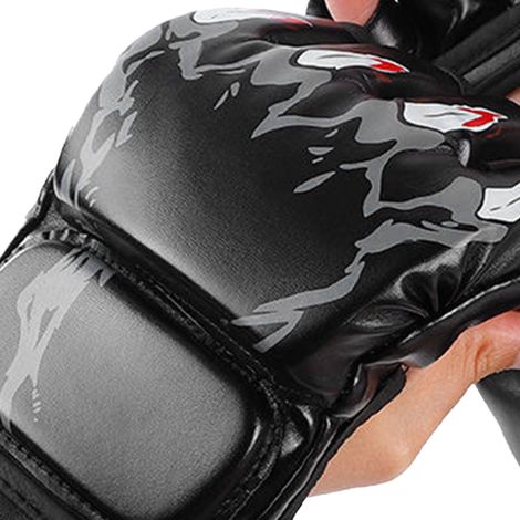 Gants de boxe demi-doigts, gants de frappe paumes ouvertes pour sac de frappe, gants de combat, de kickboxing et de sparring pour hommes et femmes, entraînement de boxe, noirs (1/5)