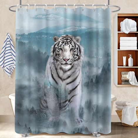 Rideau de douche tissu polyester 180x180 avec œillets housse de baignoire pour optimiser un petit espace (1/5)