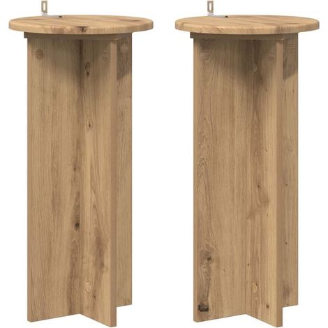 Support à plantes en chêne fait main (ensemble de 2 pièces) 29,5 x 29,5 x 60 cm (1/5)