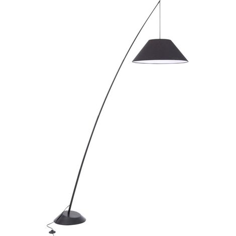 Maytoni Campanula Lampadaire Table & Floor Arc Noir, Abat-jour en tissu