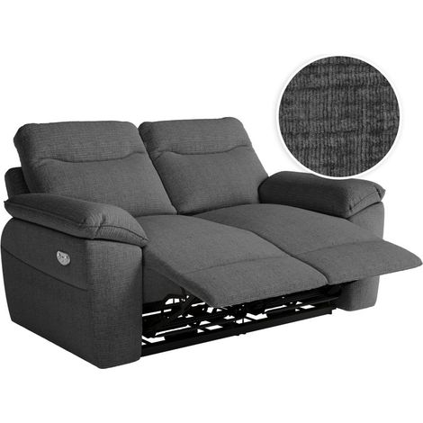 Canapé de relaxation électrique ROSS 2 places en tissu texturé 3D - Gris foncé (1/5)