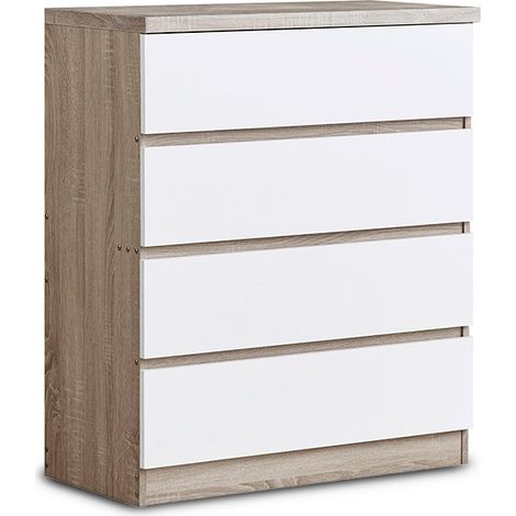Comoda 4 Cajones CD 80cm, Sonoma y Blanco (1/5)