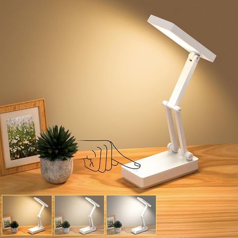 Lampe de Bureau,Table Lampes sans Fil,Lampe Portable & Pliable, Lampe Chevet avec 3 Luminosité & Graduable, Lampe LED Rechargeable, 2400 mAh pour Chambre Coucher, Lecture, Bureau (1/5)