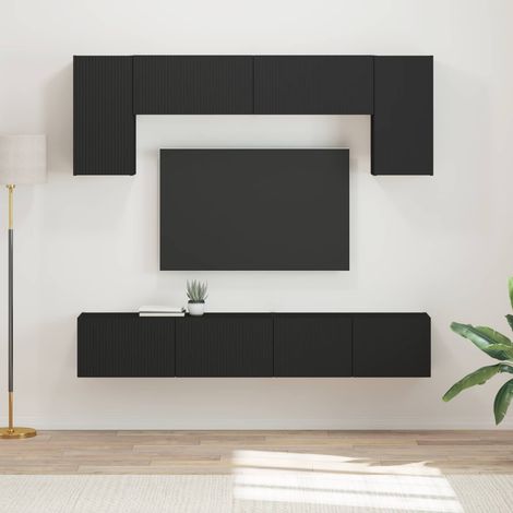 vidaXL Conjunto de mueble de TV 4 uds. Negro Madera de ingeniería (1/5)