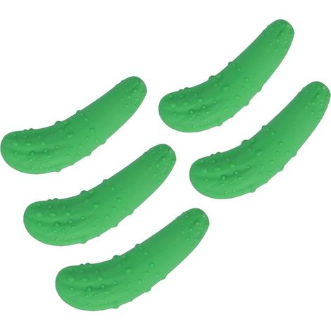 Set mit 5 wiederverwendbaren Silikon-Weinflaschenverschlüssen in Form einer künstlichen Gurke (1/5)