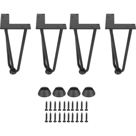 Pieds de table en fer forgé (lot de 4), pieds de table basse simples en épingle à cheveux avec patins, pour projets de bricolage, 24,5 cm (1/5)
