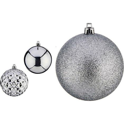 Weihnachtskugeln de ø 8 cm 3 Stück silber pvc