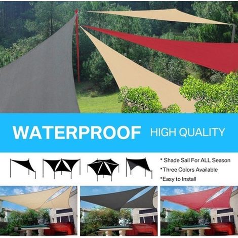 Voile d'ombrage triangulaire imperméable et résistante au soleil pour jardin, terrasse, piscine, camping et pique-nique (1/5)