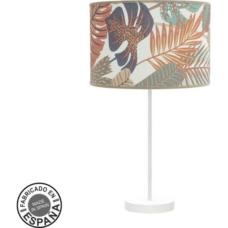 Große äthiopische Tischlampe 1xe27 Weiß/bedruckt 62,5x30x30 cm