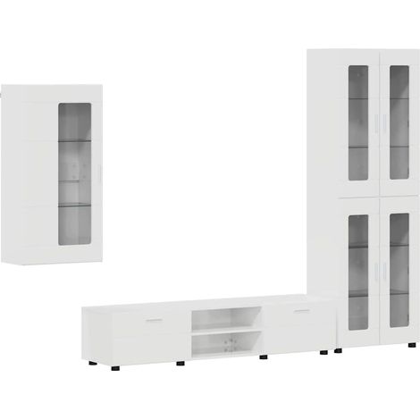 Maison Exclusive - Set mobile TV FLORIN 3 pcs Bianco Lucido Legno multistrato