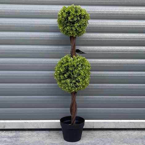 90cm Green Double Ball Topiary Tree (1/4)