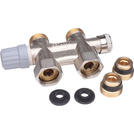 Danfoss – Corps droit VHS pour sèche-serviette Femelle 1/2' – Raccord Mâle 3/4' – Compatible RA 2000 – Installation rapide et équilibrage efficace (1/3)