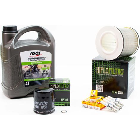 Kit Révision Filtres Bougies pour YAMAHA XJ 900 S Diversion de 1995 à 2003 - IGOL PROPULS EVOLUTION 10W40 4L