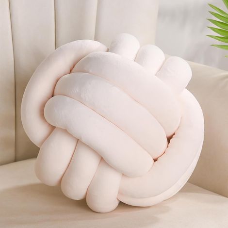 1 Coussin Rond Noeud Velours Coton PP Doux Decoration Salon Chambre Lit Enfant 22cm