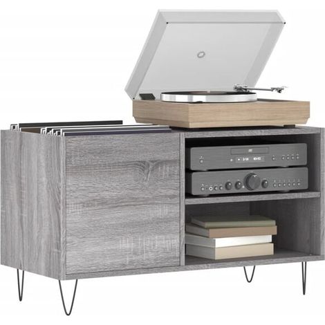 Meuble de Rangement en Bois d'Ingénierie, 85x38x48 cm, Couleur Gris Chêne, avec Porte, Armoire de Stockage pour Salon ou Entrée (1/5)