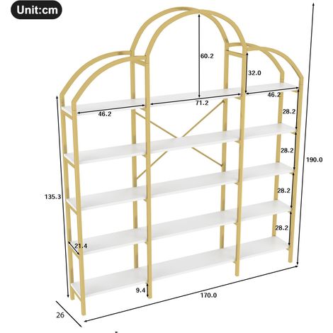 Bücherregal aus MDF in Weiß 170 x 26 x 190 cm HOMAIRE (1/5)