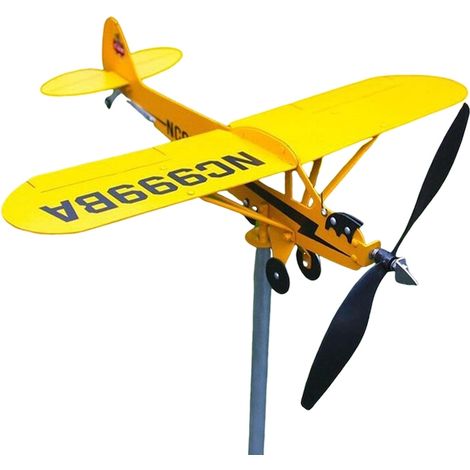 Avion décoratif métallique pour jardin, Chucai, jaune, 20 x 18 cm, ornement extérieur en métal, pièce unique, design aérien, résistant aux intempéries (1/5)