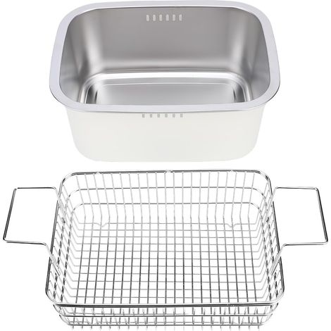 Bac à Vaisselle, 7,5 L, en Acier Inoxydable 304, pour évier, Grand Bac à Légumes avec Panier D'égouttage et 6 Fentes, Plateau de Rangement pour Cuisine, pour Camping-Car (1/5)