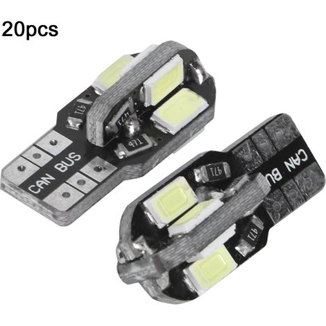 20 Stück 8-LED-Keilleuchten für Auto, passend für Canbus T10 194 168 W5W 5730 (1/5)
