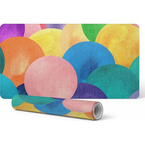 Protector de vinilo para el lugar de trabajo, c铆rculos de colores, 100x50 cm (1/5)