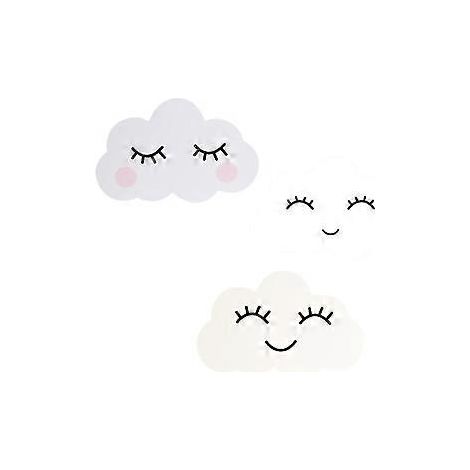 3-teiliges Wolken-Wandtattoo