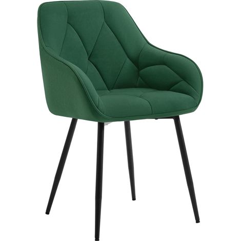 Woltu – Chaise de salle à manger en velours vert foncé – Structure en métal – Ergonomique pour salon, bureau, coiffeuse – Dimensions 56x53x83.5 cm (1/5)