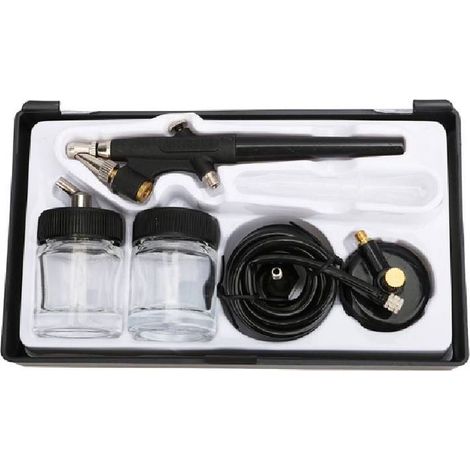 Kit aérographe avec boîtier en plastique. tuyau et adaptateur. pompe à air pour pistolet à peinture (1/4)