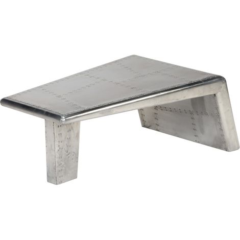 Mesa de centro estilo aviador vintage de aluminio vidaXL (1/8)