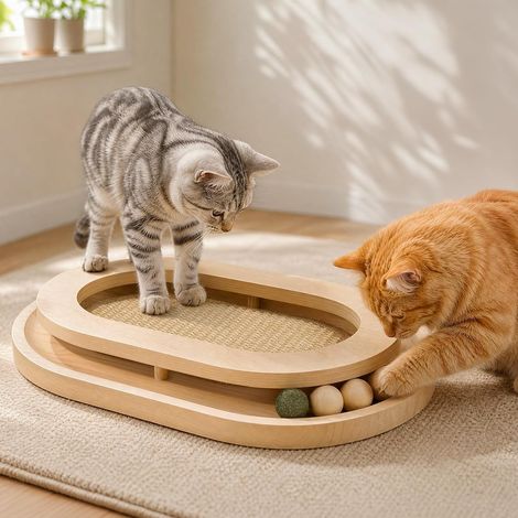 Grattoir pour Chat,Jouet pour Chat 2 en 1 avec Circuit,Tapis à Griffer (1/5)