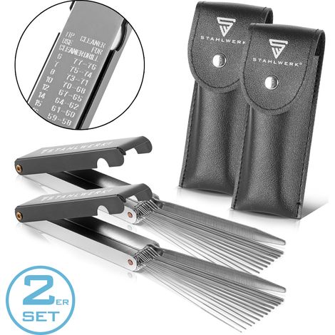 STAHLWERK pulisci ugelli per saldatura lime in acciaio inox 13 in 1 pratico astuccio set di 2