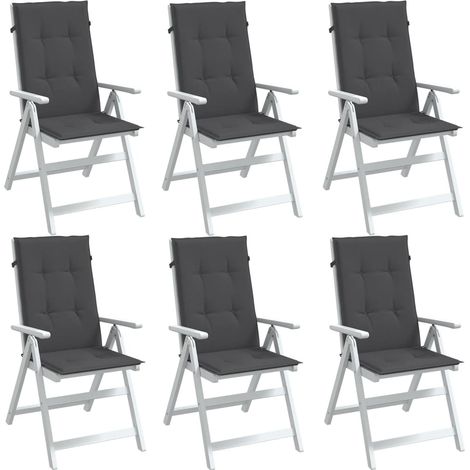 Hochlehner-Auflagen 6 Stk. Melange Anthrazit 120x50x4 cm Stoff