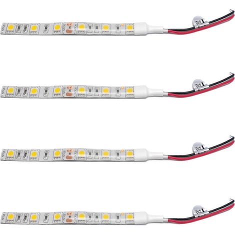 Bande LED 5050 blanc chaud, lot de 4 unités, 10 cm, 12 V, couleur blanche, résistante à l'eau, pour une utilisation en voiture et en bateau.-AquaForge (1/5)