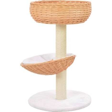Arbre à chat avec poteaux à griffer en sisal naturel et bois de saule (1/4)