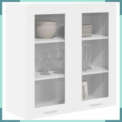 Armoire suspendue - 884322 - Blanc - Bois d'ingénierie - 2 portes (1/5)