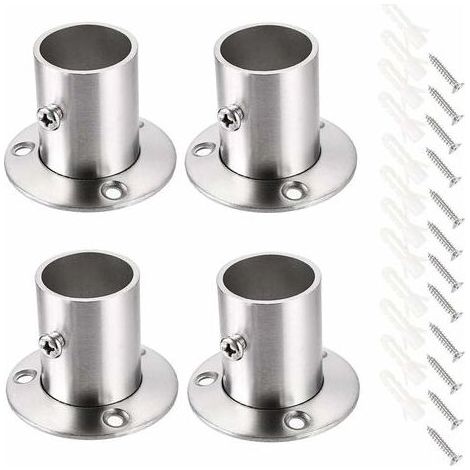 - Lot de 4 supports de tringle à rideau Support de rail Support de tige de douille Ensemble de brides en acier inoxydable Supports d'extrémité de tringle de placard pour rideau de placard (1/5)