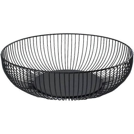 Corbeille à fruits décorative ronde en métal ajouré noir, 28 x 7,5 x 15,5 cm (1/5)