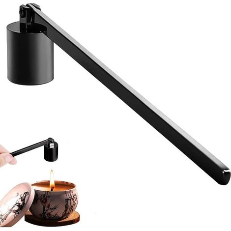 Extintor de velas，extintor de velas de acero inoxidable，extintor de velas con mango largo，negro (1/5)