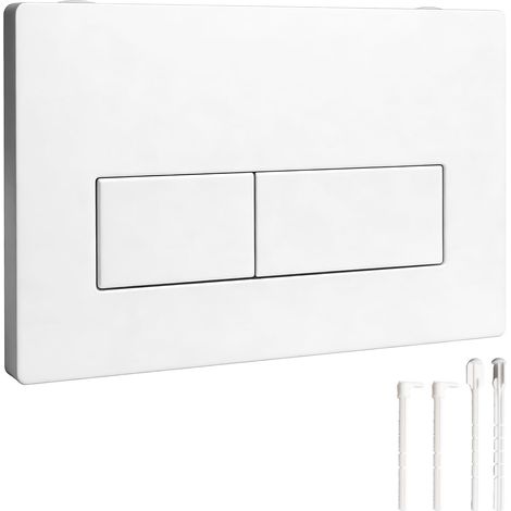 Plaque de commande WC compatible avec les séries UP300 et UP320, plaque de déclenchement double chasse 246 x 164 mm, pour 2 chasse quantitatives, kit de levier de chasse et cadre de montage blanc (1/5)