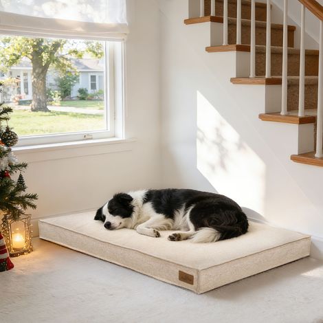 BingoPaw Orthopedic Dog Bed Premium Comfort Foam Filled Crate Pet Mattress Restful Sleep - Beige X Large 103x69x10cm (1/5)