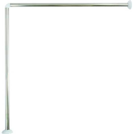 MSV – Barre pour rideau de douche d'angle 80x80cm – Inox anti-corrosion – Montage facile avec vis et chevilles incluses