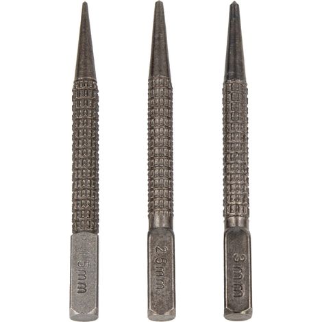 MASTERPROOF PROFESSIONAL Körner-Set 1,5 - 2,5 - 3 mm x 100 mm, gehärteter Carbon-Stahl (1/3)