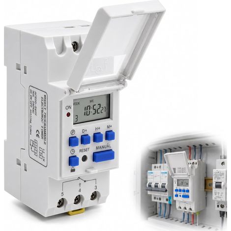 Minuterie Numérique Rail DIN - 16 Programmes - LCD 220V - Gestion Chauffage Piscine (1/5)