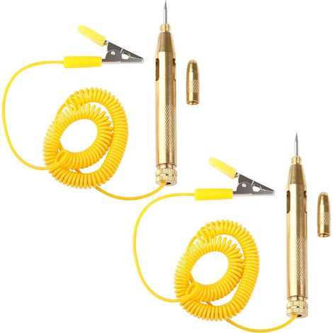 2 Testeur de Circuit Électrique Voiture DC 6V 12V 24V Lampe Temoin Mecanicien Auto Testeur Relais Automobile Stylo Fil à Ressort Rétractable avec Pince Crocodile pour Camions Motos Bateaux Plus Encore (1/5)