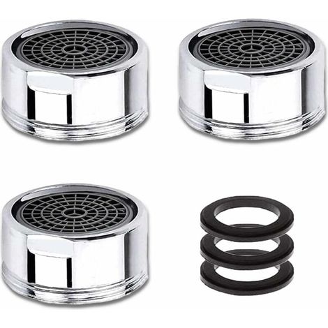 Aérateur de robinet M20, lot de 3 aérateurs de robinet à économie d'eau avec filtre en acier inoxydable, aérateur-filtre pour robinet (filetage mâle 20 mm) (1/4)